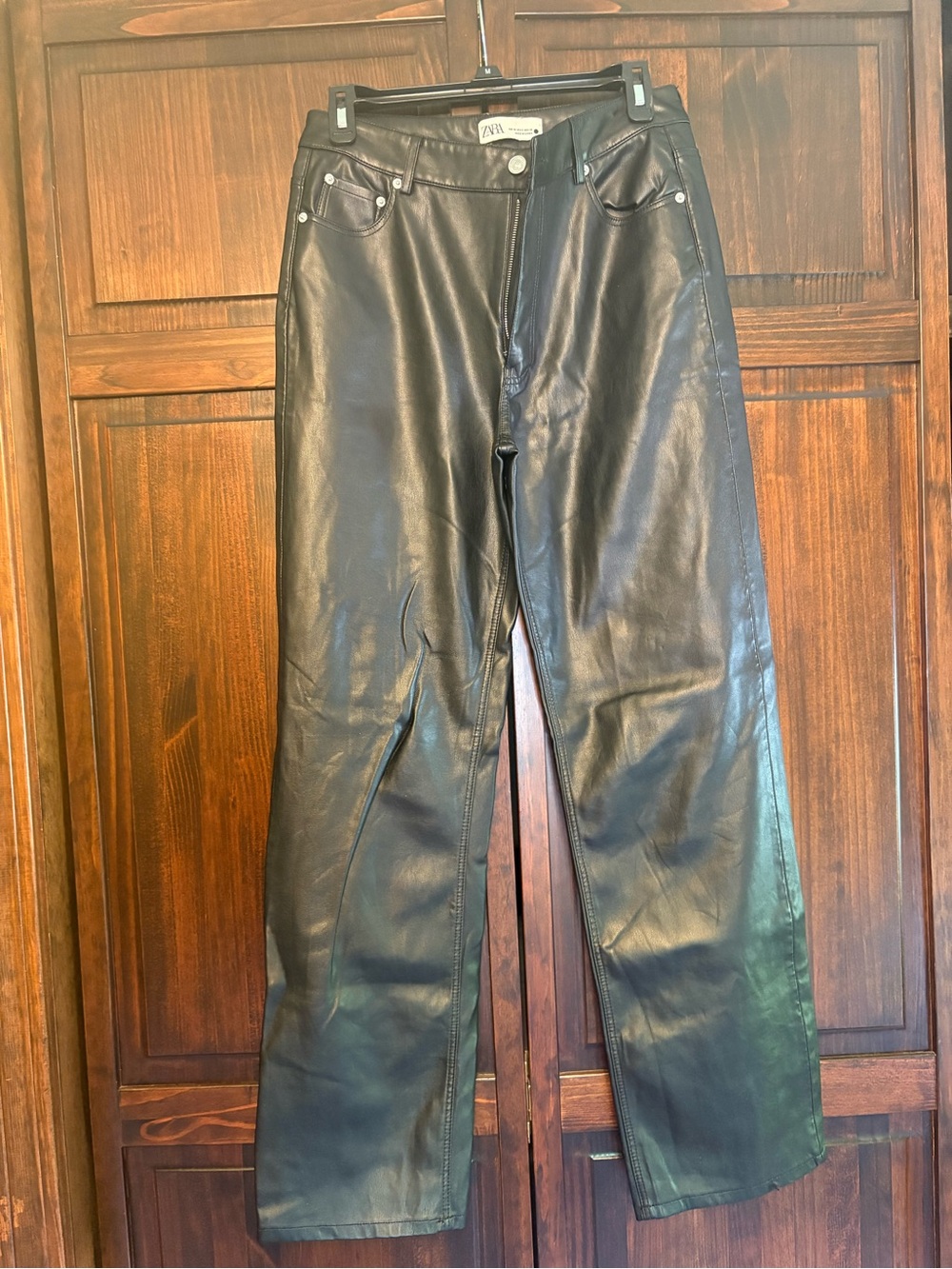 Zara Black Faux Leather Trousers